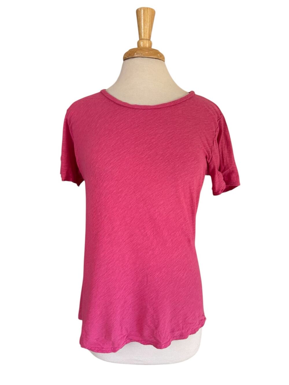 CUT LOOSE Linen Weight Linen Cotton Bias Tee Pink Size Large Womens Short Sleeve
